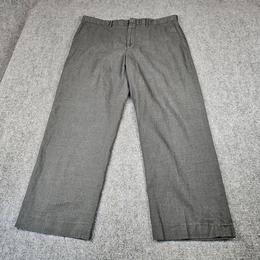 Merona Mens Dress Pants 38x30 Charcoal Gray Flat Front Straight Leg Trousers
